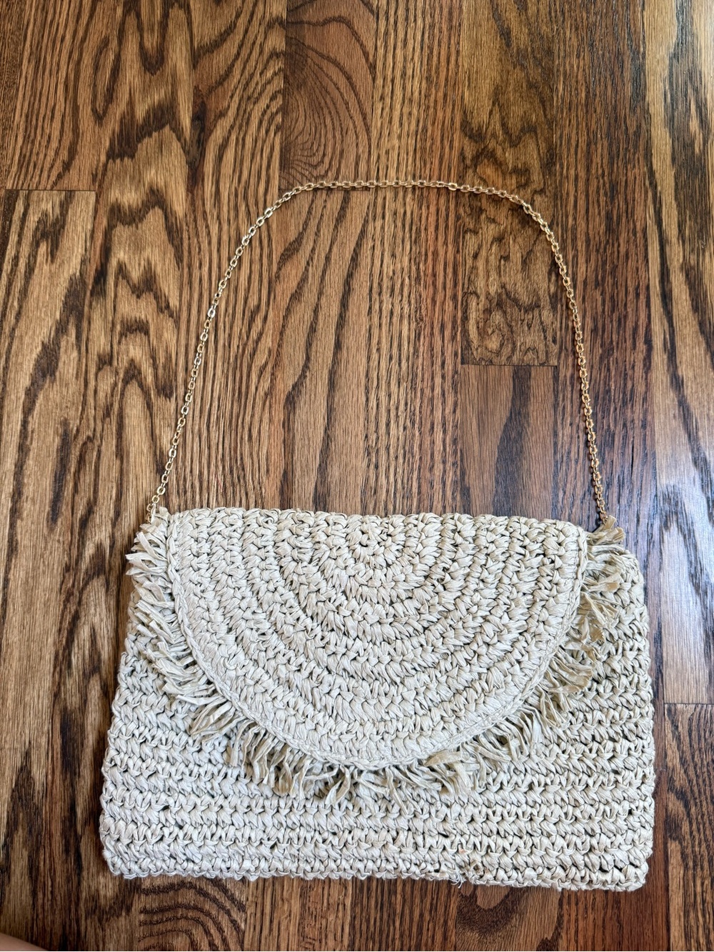 J. Crew Factory Cream Woven Fringe Straw Crossbody